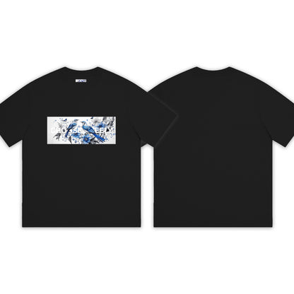 【予約商品】Blue Free Bird テキスト オーバーサイズ Tシャツ