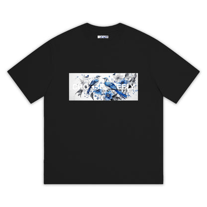 【予約商品】Blue Free Bird テキスト オーバーサイズ Tシャツ