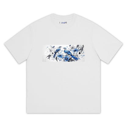 【予約商品】Blue Free Bird テキスト オーバーサイズ Tシャツ