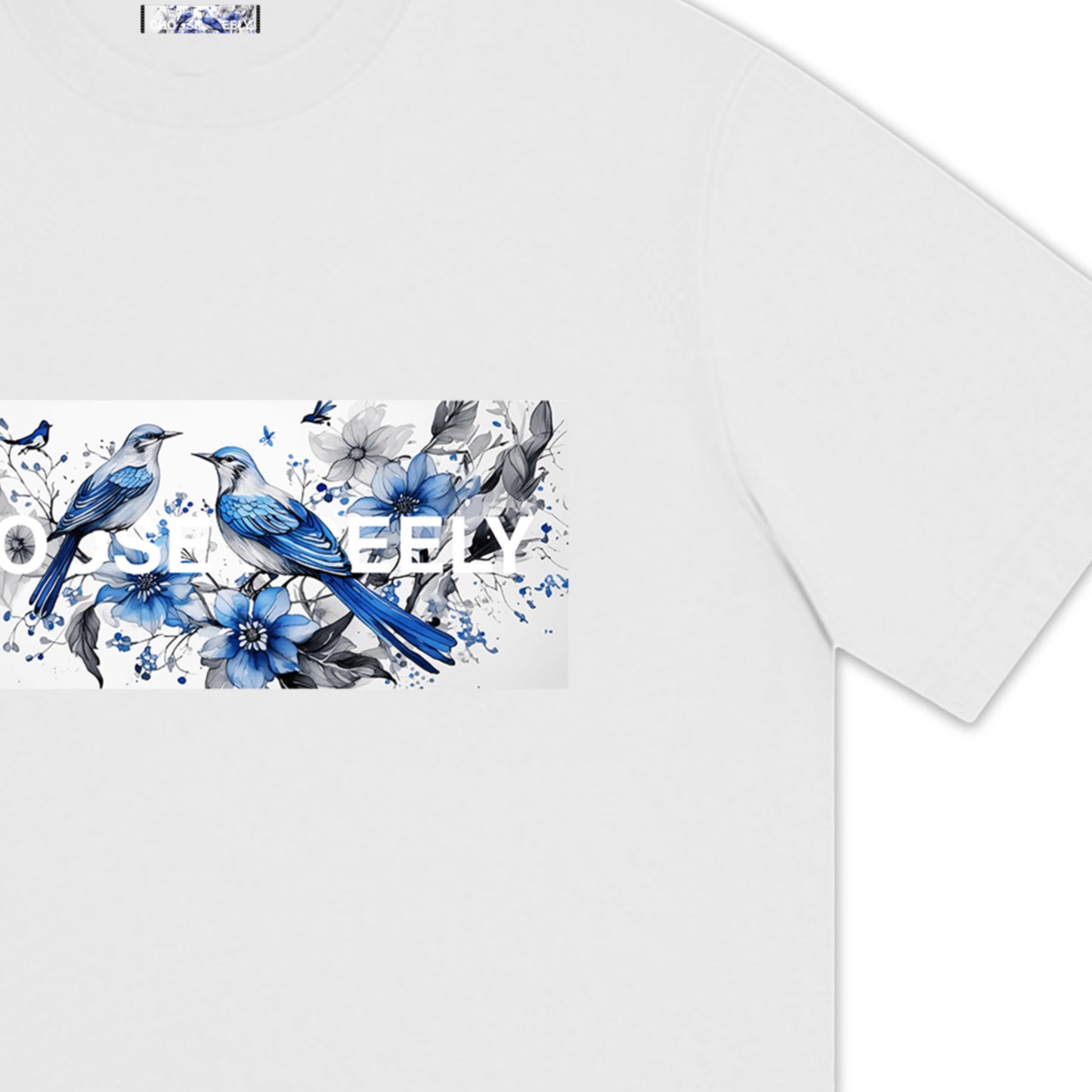 【予約商品】Blue Free Bird テキスト オーバーサイズ Tシャツ