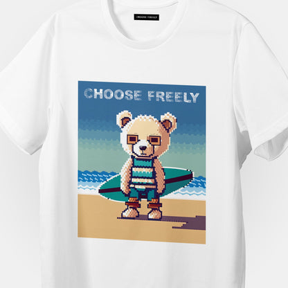 【予約商品】Pixel Art Surfer Bear オーバーサイズ Tシャツ