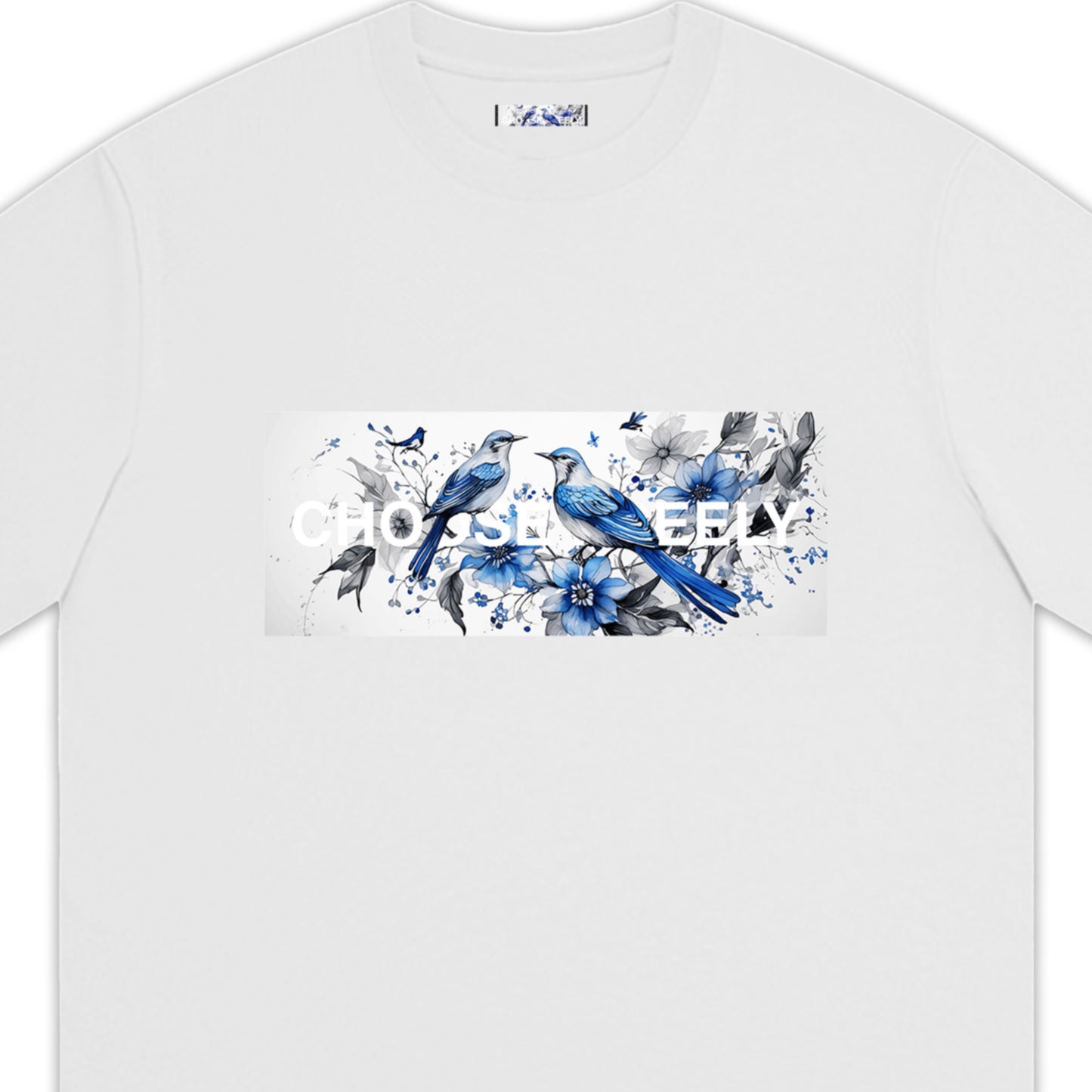 【予約商品】Blue Free Bird テキスト オーバーサイズ Tシャツ