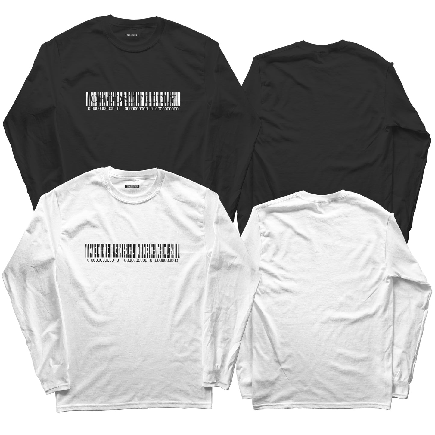 【予約商品】CHOOSE FREELY バーコードデザイン ロングスリーブTシャツ