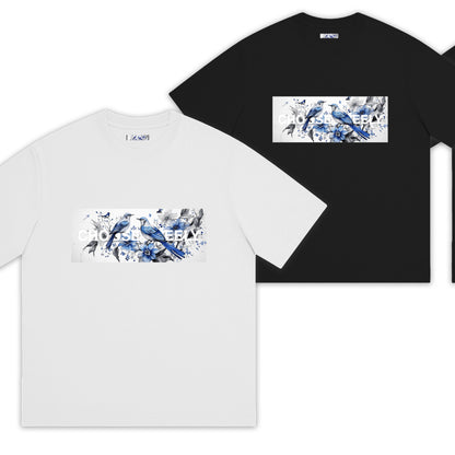 【予約商品】Blue Free Bird テキスト オーバーサイズ Tシャツ