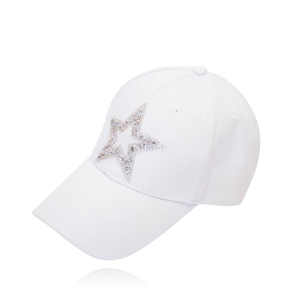 Rhinestone Star Cap_White