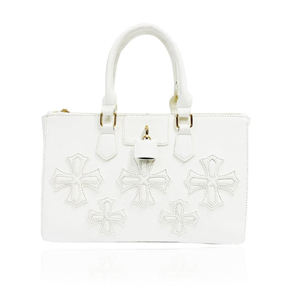 Cross Leather Stitch_Handbag_White