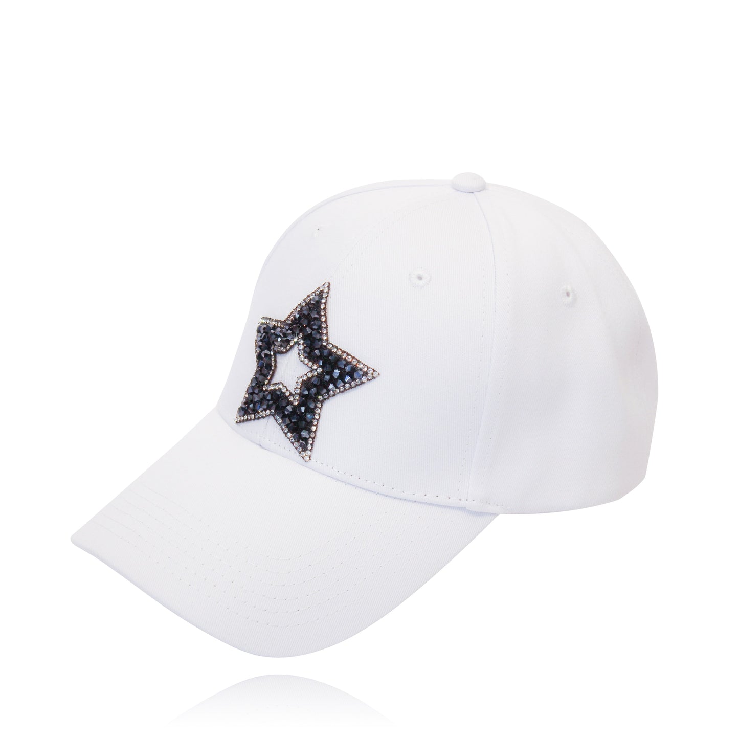 Rhinestone Star Cap_White