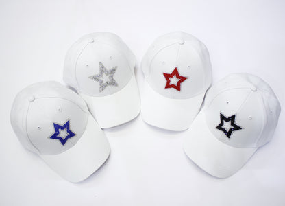 Rhinestone Star Cap_White