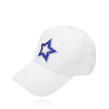 Rhinestone Star Cap_White