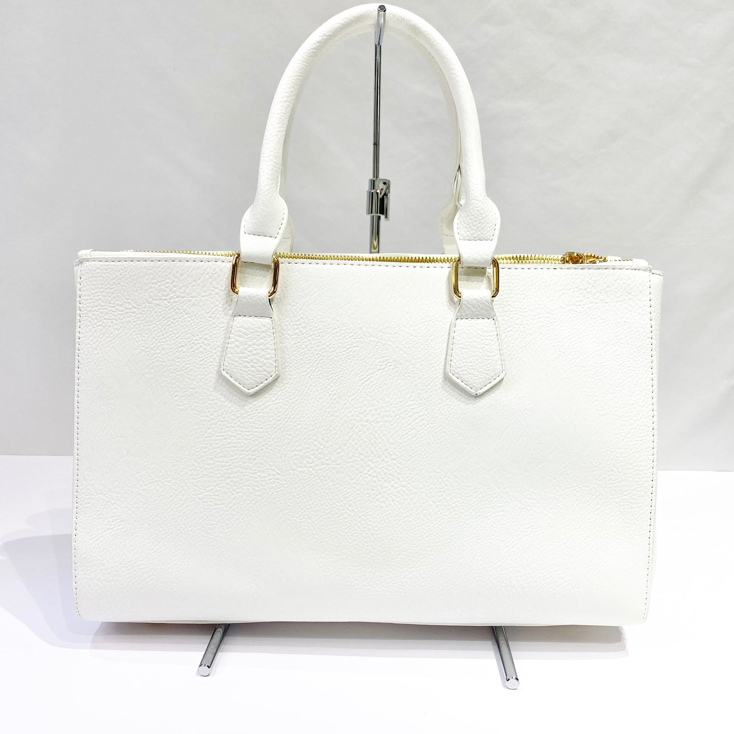 Cross Leather Stitch_Handbag_White