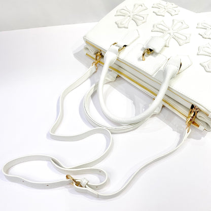 Cross Leather Stitch_Handbag_White