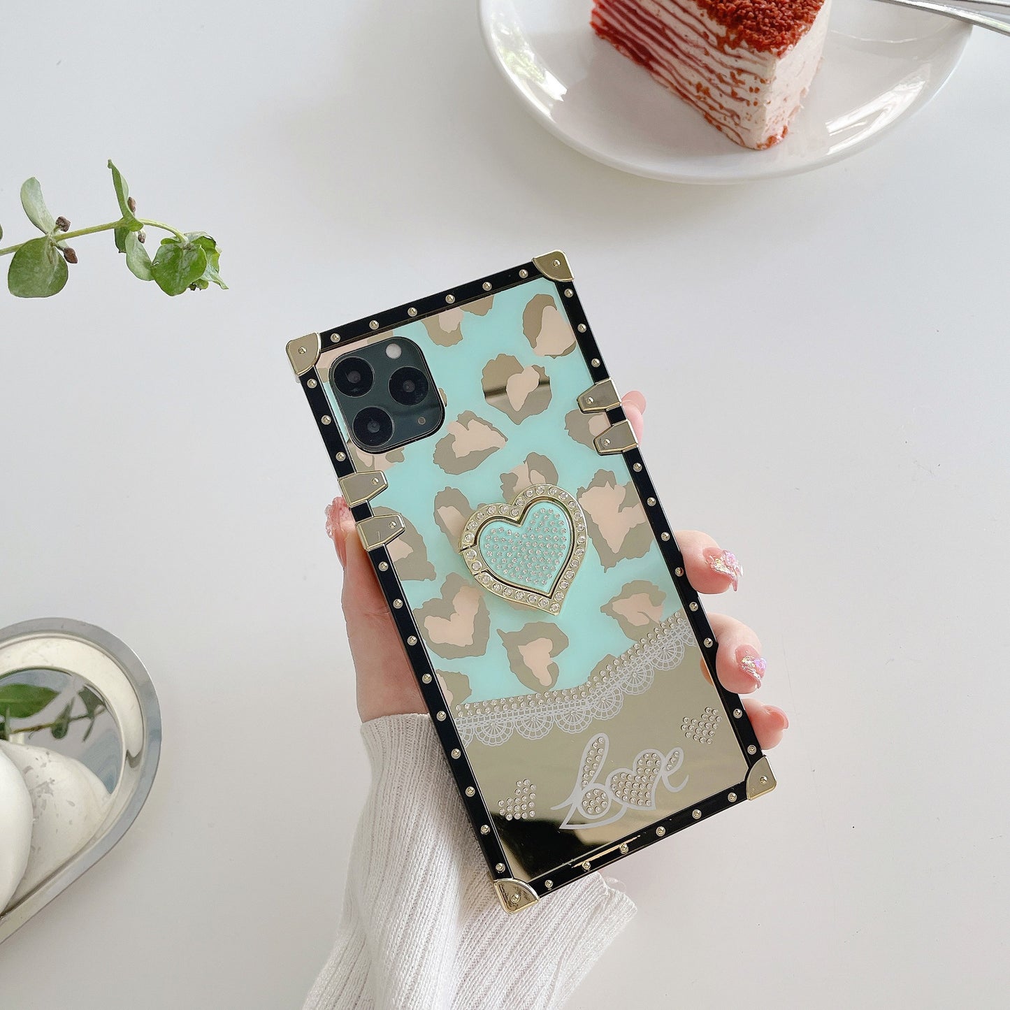 iPhone14 case_LOVE heart_rhinestone