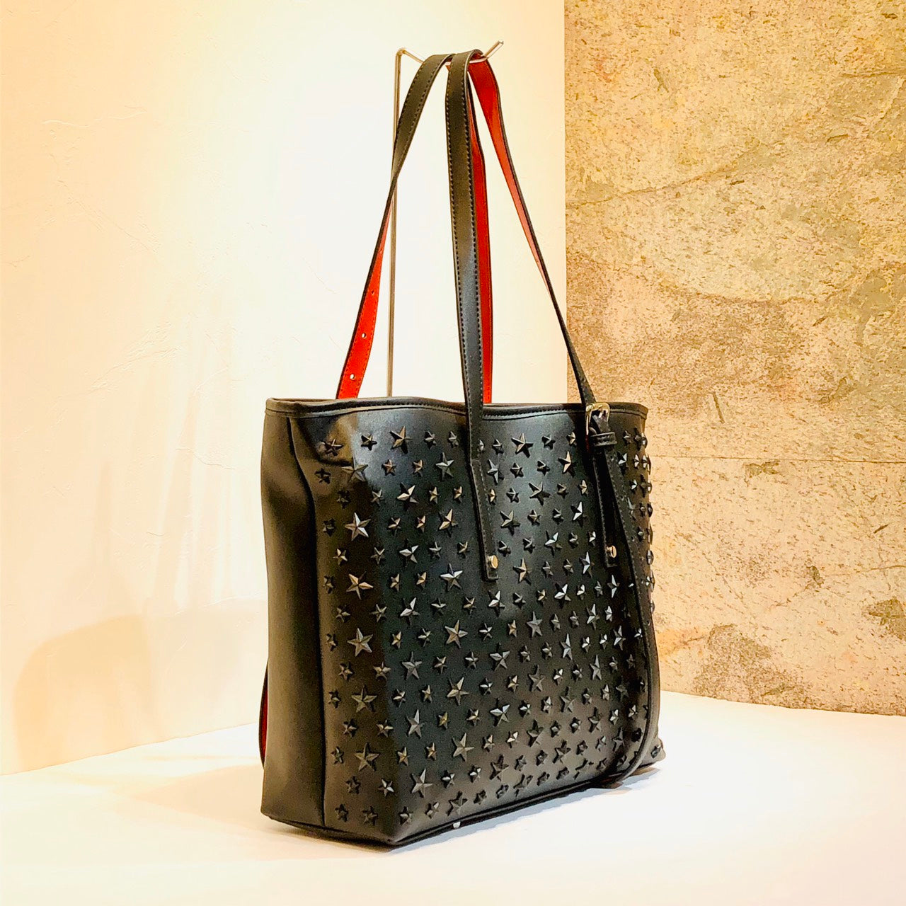 Studded Tote Bag_Black_☆Black