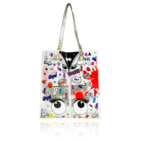 Eye Graffiti Design_Vertical Tote_Beach Bag