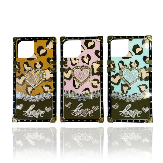 iPhone14 case_LOVE heart_rhinestone