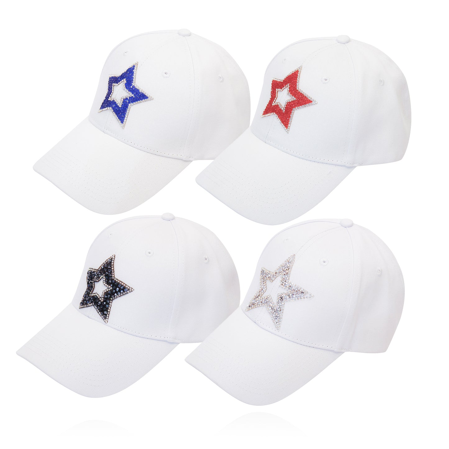 Rhinestone Star Cap_White