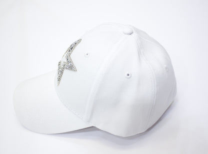 Rhinestone Star Cap_White